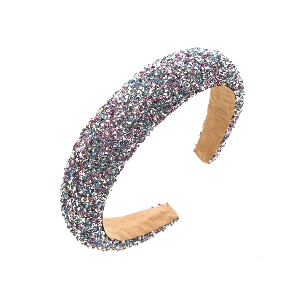 Wholesale New fashion hair pressure non-slip pure handmade sponge wide edge inlaid small rhinestone increased cranial top hair accessories women's headband